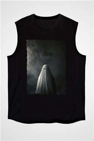 Unisex Bir Hayalet Hikâyesi (A Ghost Story) Baskılı Siyah Kolsuz Tişört