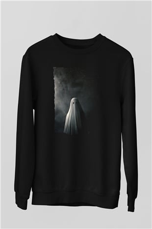 Unisex Bir Hayalet Hikâyesi (A Ghost Story) Baskılı Siyah Sweatshirt