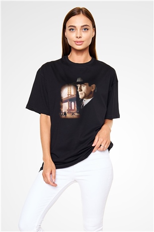 Unisex Bir Zamanlar Amerika (Once Upon a Time in America) Baskılı Siyah Oversize Tshirt