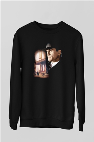 Unisex Bir Zamanlar Amerika (Once Upon a Time in America) Baskılı Siyah Sweatshirt