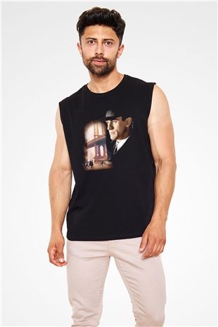 Unisex Bir Zamanlar Amerika (Once Upon a Time in America) Baskılı Siyah Kolsuz Tshirt