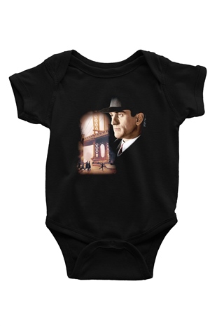 Unisex Bir Zamanlar Amerika (Once Upon a Time in America) Baskılı Siyah Bebek Body - Zıbın