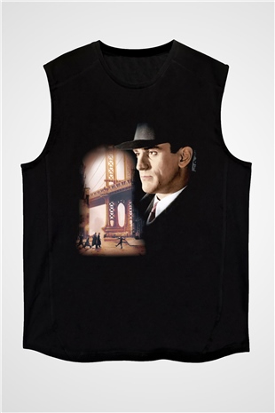 Unisex Bir Zamanlar Amerika (Once Upon a Time in America) Baskılı Siyah Kolsuz Tshirt