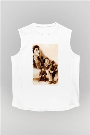 Unisex Bisiklet Hırsızları - Bicycle Thieves Baskılı Beyaz Kolsuz Tshirt