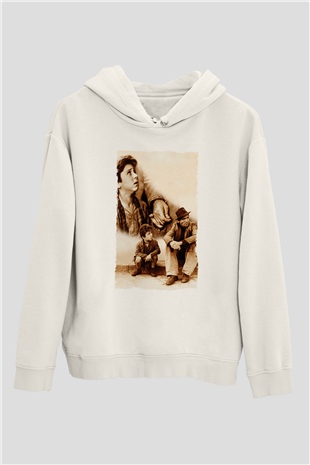 Unisex Bisiklet Hırsızları - Bicycle Thieves Baskılı Beyaz Kapüşonlu Sweatshirt