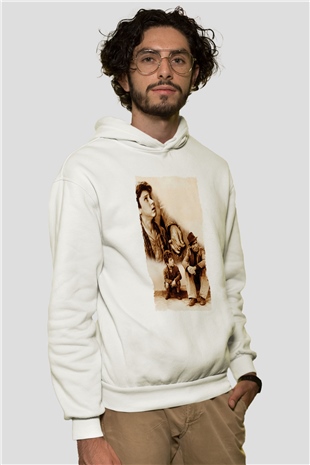 Unisex Bisiklet Hırsızları - Bicycle Thieves Baskılı Beyaz Kapüşonlu Sweatshirt