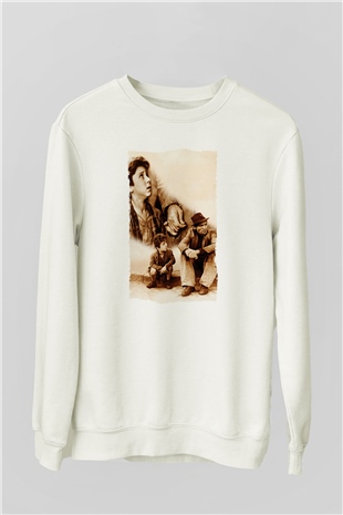 Unisex Bisiklet Hırsızları - Bicycle Thieves Baskılı Beyaz Sweatshirt