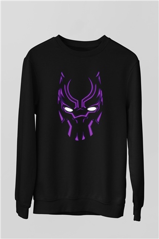 Unisex Black Panther Baskılı Siyah Sweatshirt