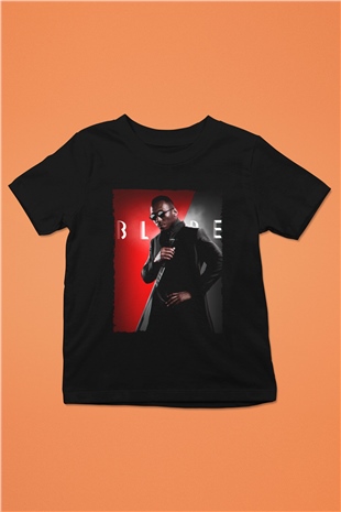 Unisex Blade Baskılı Siyah Çocuk T-Shirt