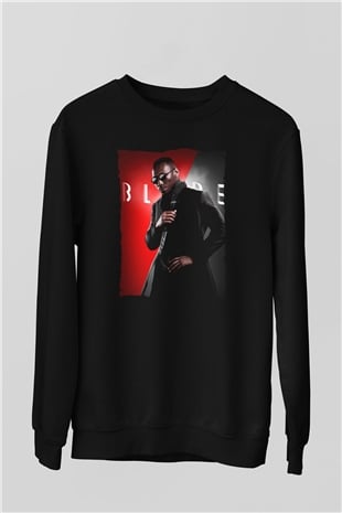 Unisex Blade Baskılı Siyah Sweatshirt