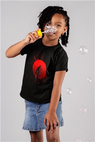 Unisex Bloodshot Baskılı Siyah Çocuk T-Shirt