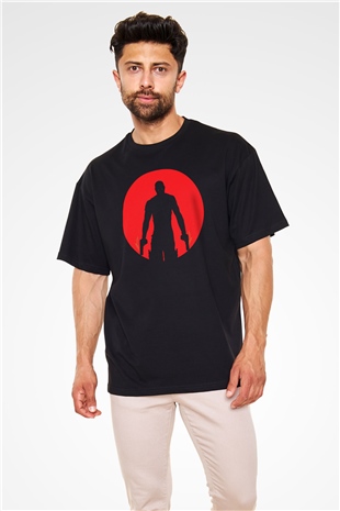 Unisex Bloodshot Baskılı Siyah Oversize Tişört