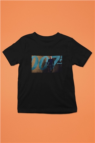 Unisex Bond 25 (No Time to Die) Baskılı Siyah Çocuk Tişört