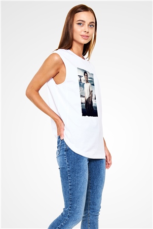 Unisex Boyun Eğmez (Unbroken) Baskılı Beyaz Kolsuz T-shirt