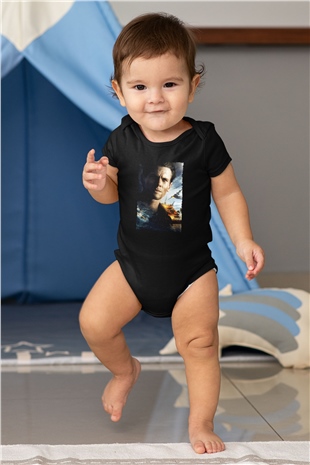 Unisex Boyun Eğmez (Unbroken) Baskılı Siyah Bebek Body - Zıbın