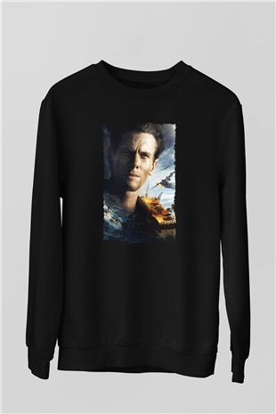 Unisex Boyun Eğmez (Unbroken) Baskılı Siyah Sweatshirt