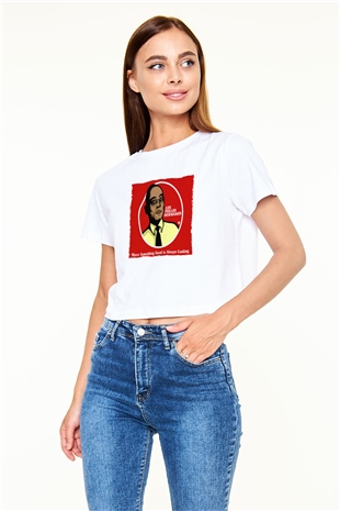 Unisex Breaking Bad Baskılı Beyaz Crop Top Tişört