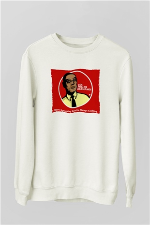 Unisex Breaking Bad Baskılı Beyaz Sweatshirt