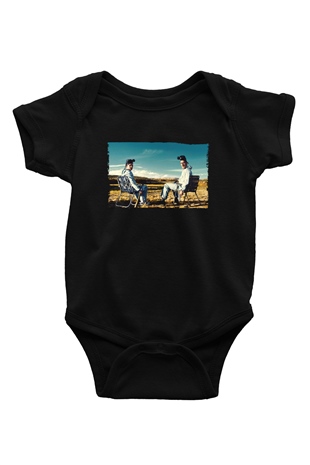 Unisex Breaking Bad Baskılı Siyah Bebek Body - Zıbın