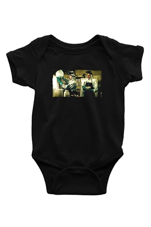 Unisex Breaking Bad Baskılı Siyah Bebek Body - Zıbın