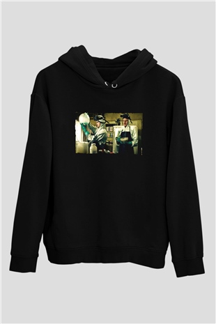Unisex Breaking Bad Baskılı Siyah Kapüşonlu Sweatshirt