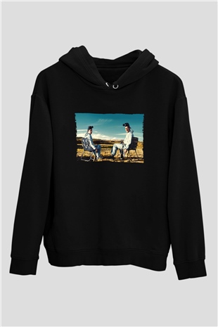 Unisex Breaking Bad Baskılı Siyah Kapüşonlu Sweatshirt