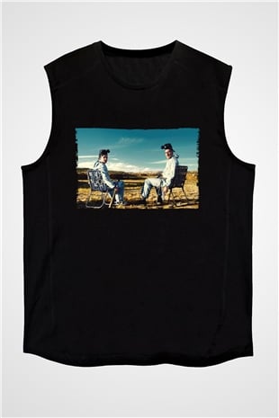Unisex Breaking Bad Baskılı Siyah Kolsuz Tişört