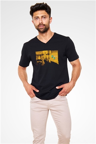 Unisex Breaking Bad Siyah Unisex V Yaka Tshirt