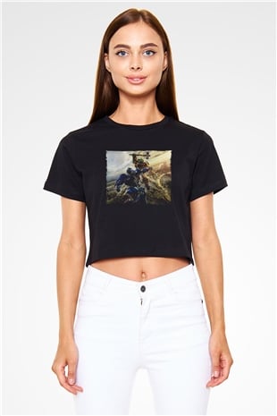 Unisex Bumblebee Baskılı Siyah Crop Top Tshirt
