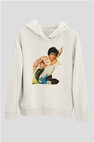 Unisex Büyük Patron (The Big Boss) Baskılı Beyaz Kapüşonlu Sweatshirt