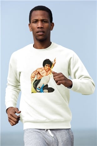 Unisex Büyük Patron (The Big Boss) Baskılı Beyaz Sweatshirt