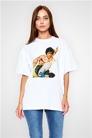 Unisex Büyük Patron (The Big Boss) Baskılı Beyaz Oversize T-shirt