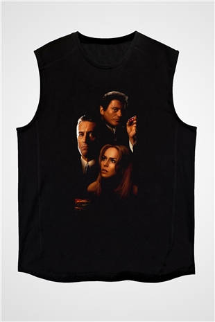 Unisex Casino Baskılı Siyah Kolsuz Tshirt