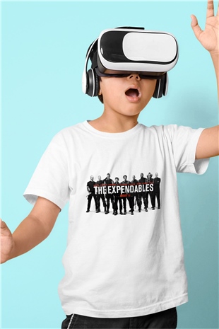 Unisex Cehennem Melekleri 2 (The Expendables 2) Baskılı Beyaz Çocuk Tshirt
