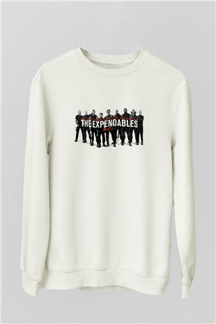 Unisex Cehennem Melekleri 2 (The Expendables 2) Baskılı Beyaz Sweatshirt