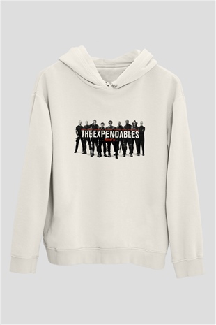 Unisex Cehennem Melekleri 2 (The Expendables 2) Baskılı Beyaz Kapüşonlu Sweatshirt