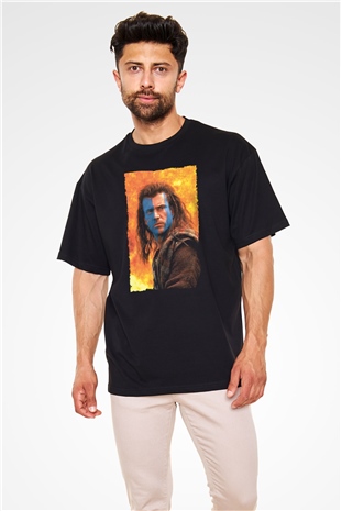 Unisex Cesur Yürek (Braveheart) Baskılı Siyah Oversize Tişört