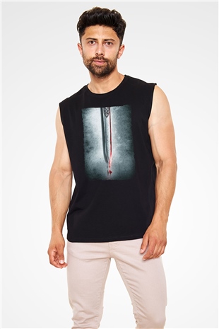 Unisex Cesur Yürek (Braveheart) Baskılı Siyah Kolsuz T-shirt