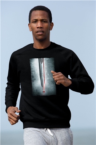 Unisex Cesur Yürek (Braveheart) Baskılı Siyah Sweatshirt