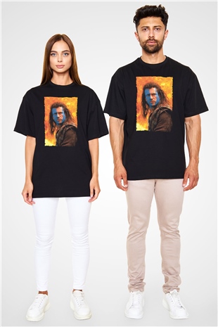 Unisex Cesur Yürek (Braveheart) Baskılı Siyah Oversize Tişört
