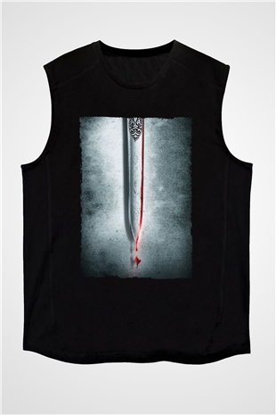 Unisex Cesur Yürek (Braveheart) Baskılı Siyah Kolsuz T-shirt