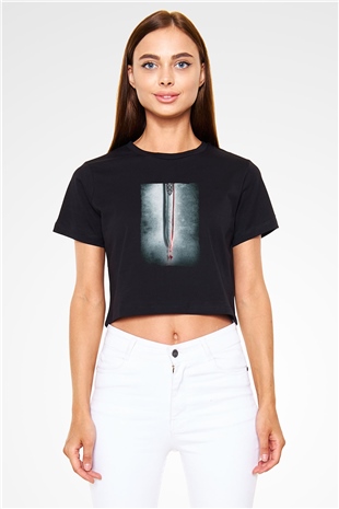 Unisex Cesur Yürek (Braveheart) Baskılı Siyah Crop Top T-shirt