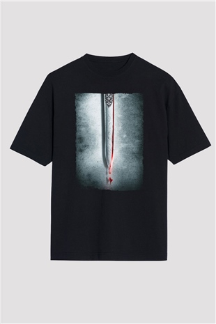 Unisex Cesur Yürek (Braveheart) Baskılı Siyah Oversize T-shirt