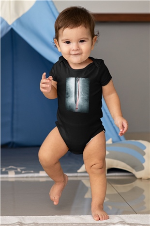 Unisex Cesur Yürek (Braveheart) Baskılı Siyah Bebek Body - Zıbın