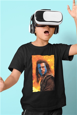 Unisex Cesur Yürek (Braveheart) Baskılı Siyah Çocuk Tişört