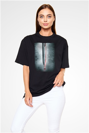 Unisex Cesur Yürek (Braveheart) Baskılı Siyah Oversize T-shirt