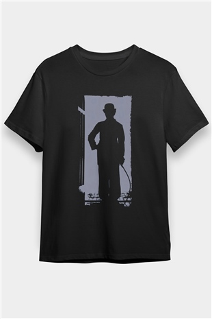 Charlie Chaplin Baskılı Siyah T-shirt
