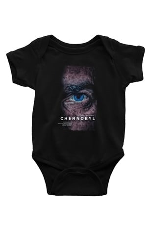 Unisex Chernobyl Baskılı Siyah Bebek Body - Zıbın