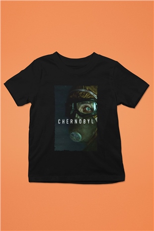 Unisex Chernobyl Baskılı Siyah Çocuk Tişört