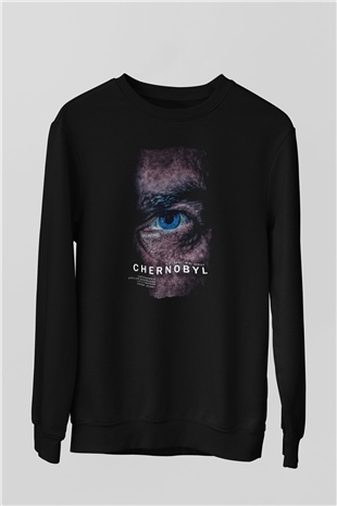 Unisex Chernobyl Baskılı Siyah Sweatshirt